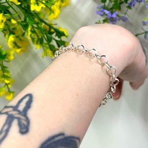 925 Sterling Silver Vintage Round Link Bracelet 7.5 Inches
